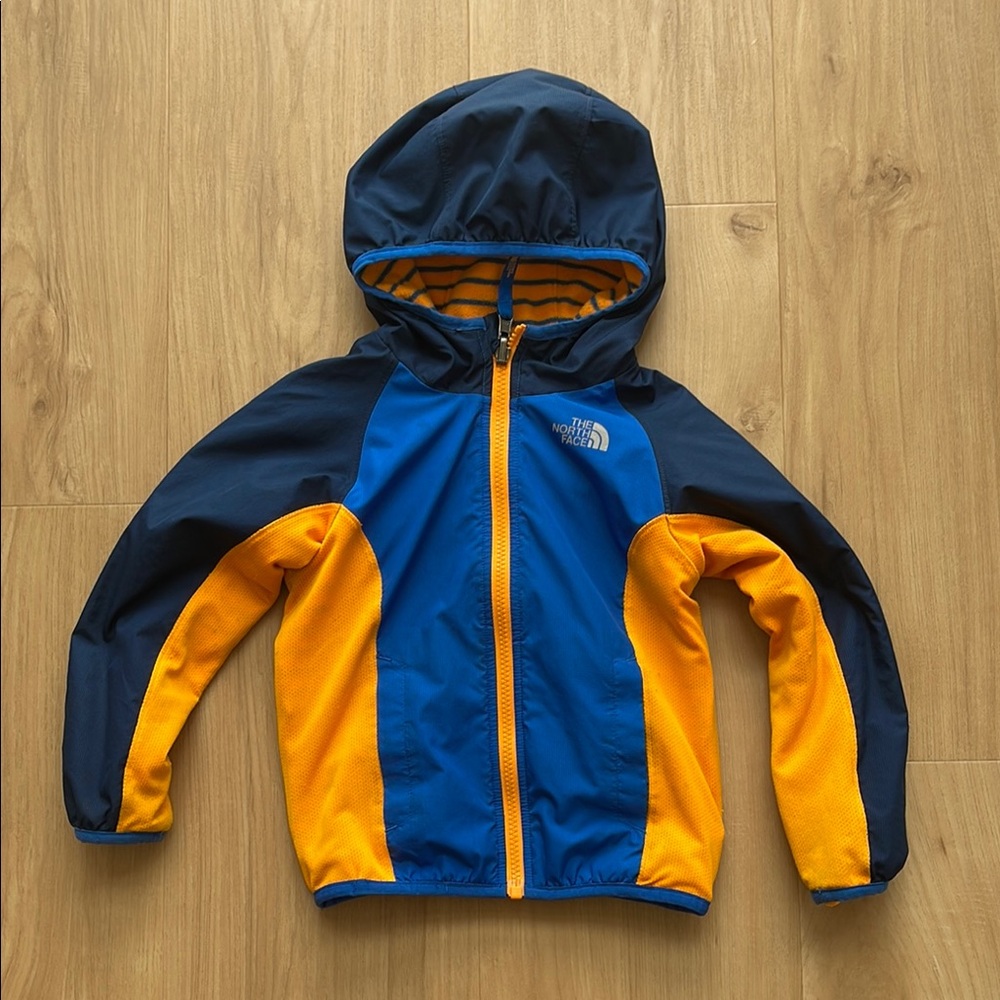 The North Face Blue and Orange Hooded Jacket 4T